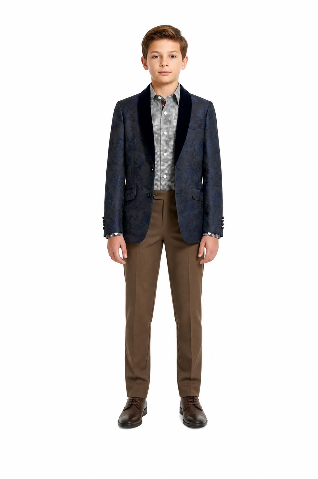 Elie Balleh Boys Floral Shawl Collar Blazer