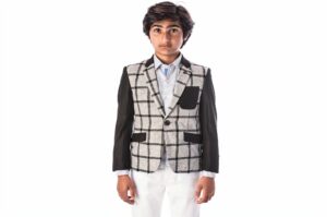 Elie Balleh Boys' Windowpane Plaid Blazer
