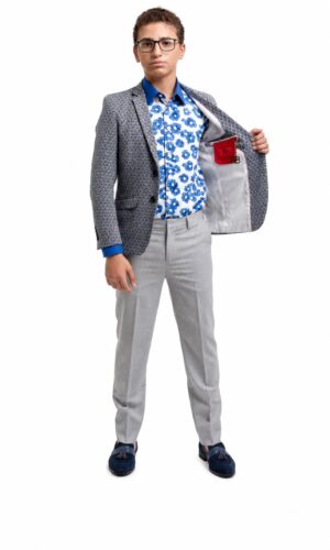 Elie Balleh Boy's Geometric Brocade Blazer: A Modern Masterpiece