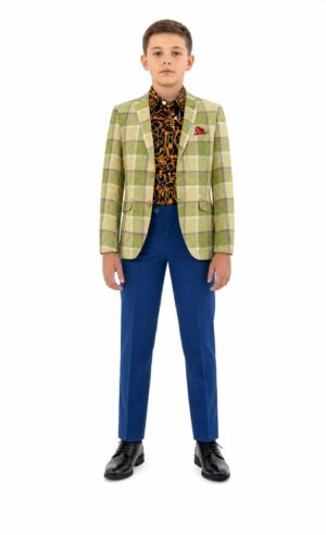 Elie Balleh Boy's Big Plaid Blazer: Bold and Stylish