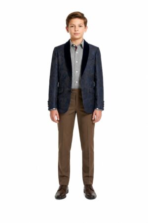 Elie Balleh Boys Floral Shawl Collar Blazer