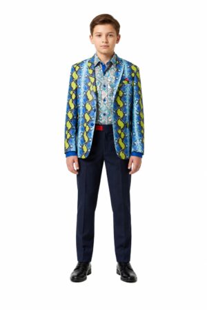 Elie Balleh Boys Snakeskin Jacket Print Blazer
