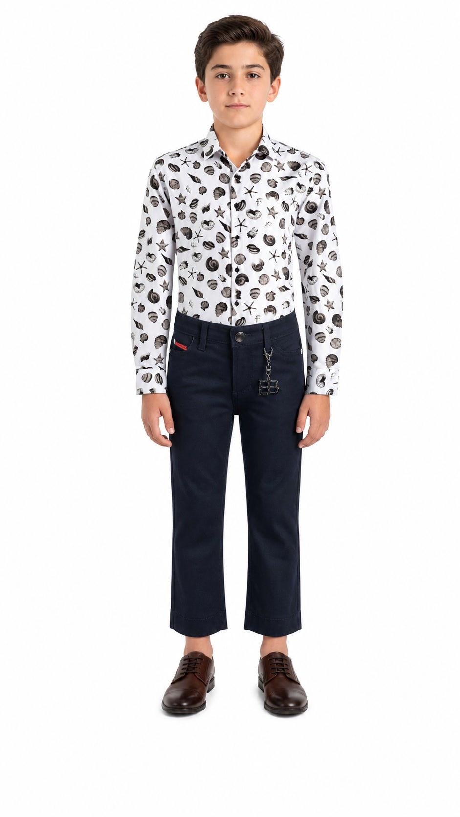 Elie Balleh Boys Slim Fit Sea Shell Print Shirt