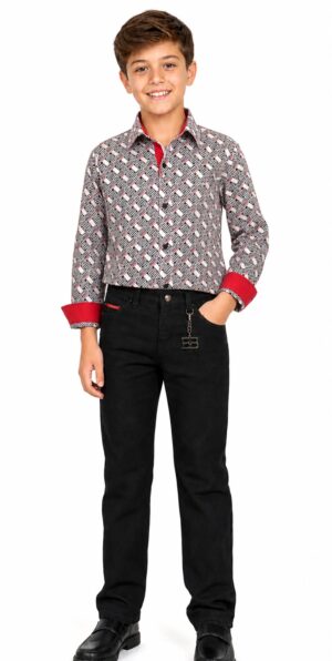 Boys Slim Fit Print Button-Down Shirt by Elie Balleh