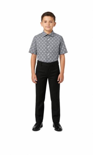Black & White Floral Medallion Short Sleeve Shirt by Elie Balleh
