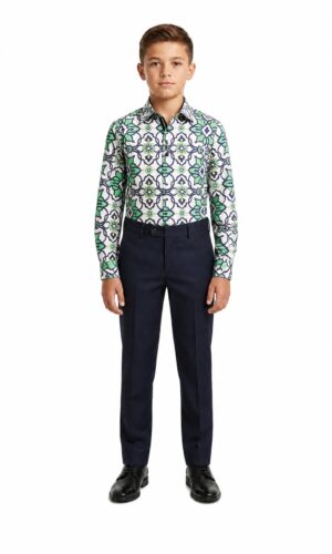 Elie Balleh Boys Slim Fit Printed Button-Down Shirt
