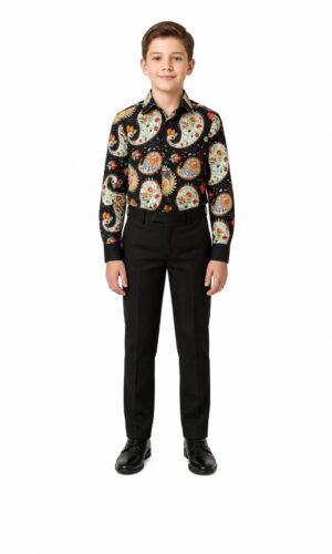 Elie Balleh Boys Slim Fit Paisley Dress Shirt