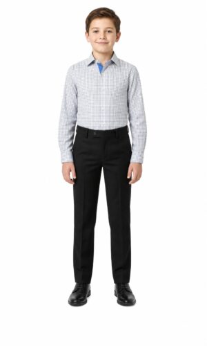 Elie Balleh Boys Navy Plaid Short Sleeve Shirt