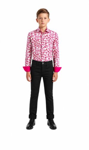 Elie Balleh Boys Slim Fit Floral Sport Button-Down Shirt