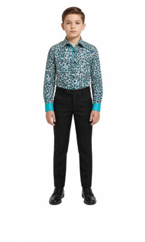 Elie Balleh Boy's Slim Fit Leapord Button-Down Shirt