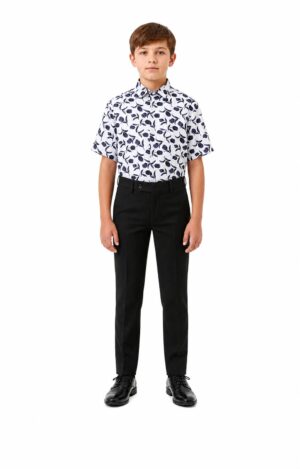 Elie Balleh Boy's Navy Floral Button Down Short Sleeve Shirt