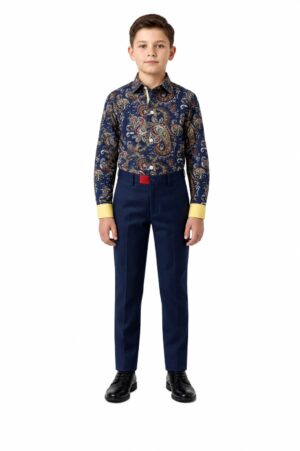 Elie Balleh Boy's Navy Paisley Shirt