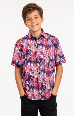 Elie Balleh Boy's Red Paint Splash Short Sleeve Shirt: Unleash Creativity