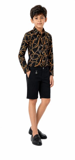 Elie Balleh Boy's Black Geometric Shirt: Modern Edge