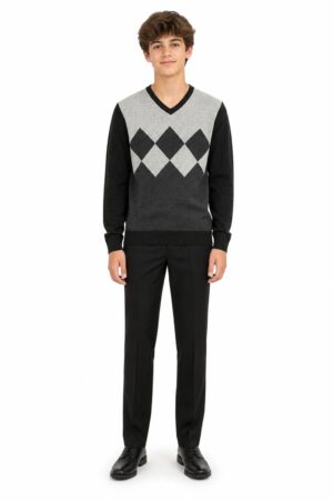 Elie Balleh Boys Argyle V Neck Sweater