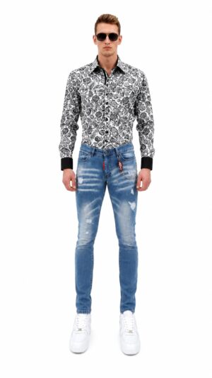 Distressed Slim Fit Jeans for Men