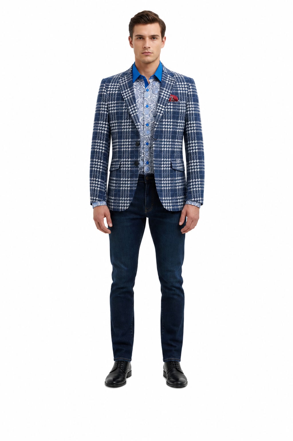 Men's Buffalo Plaid Brocade Blazer By Elie Balleh