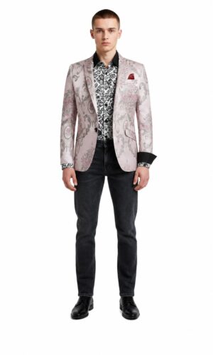 Floral Jacquard Slim Fit Dinner Blazer