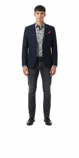 Plaid Slim Fit Single Breasted Blazer