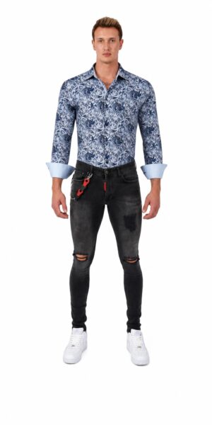 Stylish Paisley Print Slim Fit Shirt