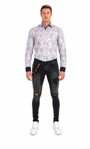 Bold Red Slim Fit Button-Down Shirt for Men