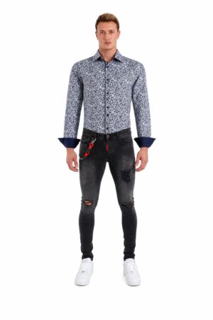 Floral Print Button-Down Shirt for Men