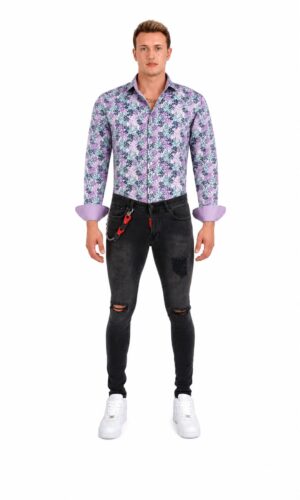 Elie Balleh Men's Slim Fit Floral Button-Down Shirt